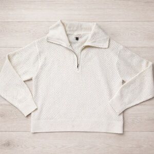 Universal Thread Cream Quarter Zip Knit Sweater - Size Large